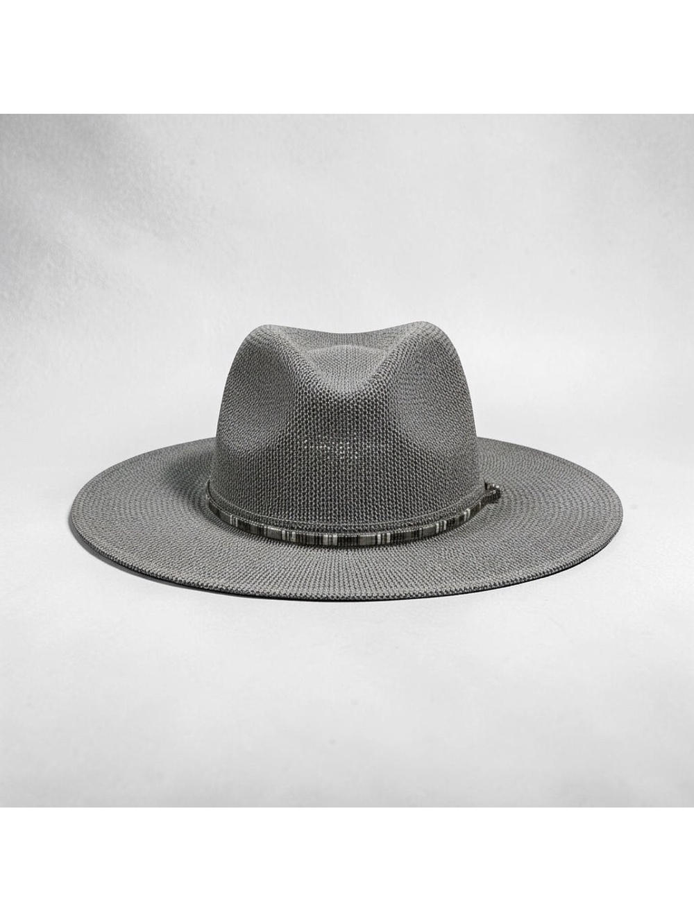 Marc and Mel Straw Fedora Hat with Beaded Band - Light Gray